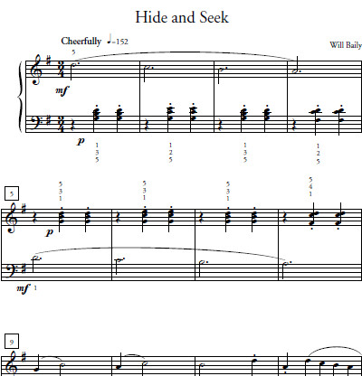 Hide And Seek Sheet Music and Sound Files for Piano Students
